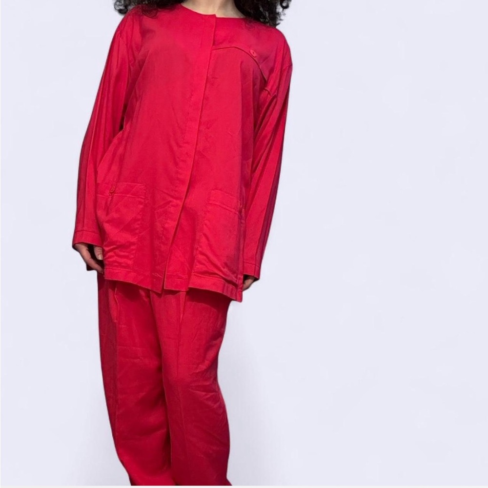 Vintage Doncaster Red Two-Piece Tunic & Pant Set